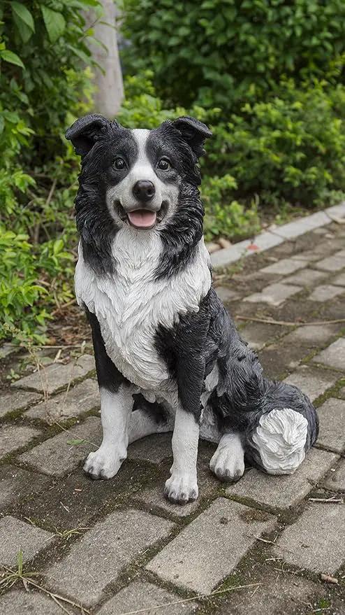 Hi- Line Gift 87689 Decorative Border Collie Sitting Dog Statue, Black/White by GreenHaven Gardens