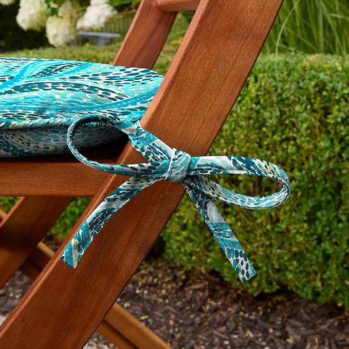 Arden Indoor/Outdoor Foam Seat Pad, 2 Pack, 17 x 16, Patio Cushion, Water Repellent, Fade Resistant, Foam Cushion Teal Ariel by GreenHaven Gardens