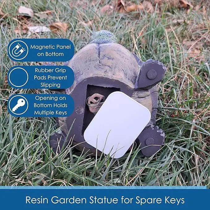 Stocky Turtle Garden and Patio Decor and Key Hider - Holds 2 Hidden Keys Outside, Secret Hidden Door Underneath by GreenHaven Gardens