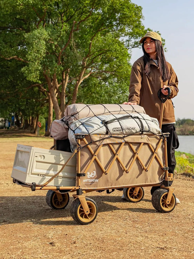 Whitsunday Collapsible Folding Wagon Heavy Duty Utility Beach Wagons with Opened Tailgate and All-Terrain Wheels for Camping,Garden,Sports Grey by GreenHaven Gardens