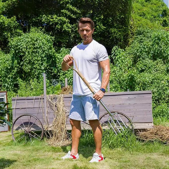Berry&Bird Gardening Digging Fork, 4-Tine Stainless Steel Pitchfork, 43.9" Heavy Duty Spading Fork with D-Grip Handle and Ergonomic Ash Wood Handle for Digging, Planting, Cultivating, Aerating by GreenHaven Gardens