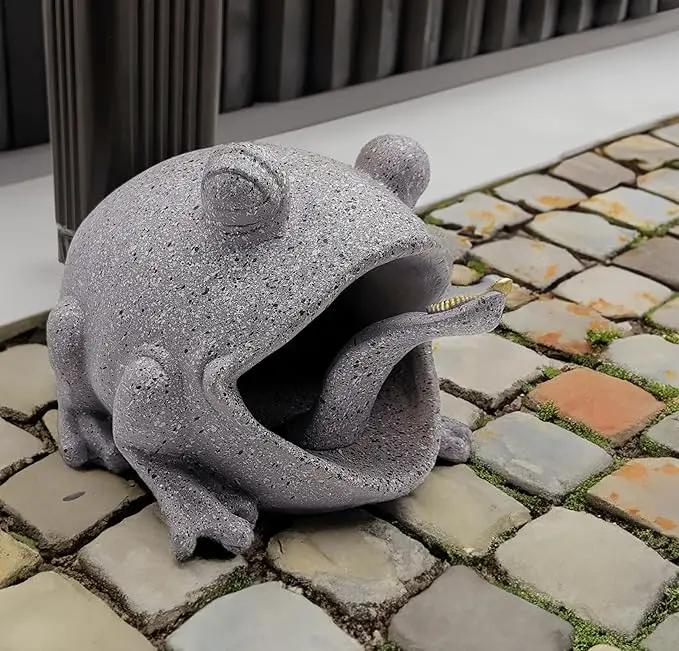 Frog Statues Gutter Downspout Extension Statues Garden Decoration,Animal Resin Statue Outdoor Decor,Downspout Diverter,Decorative Gutter Extension,3"×4" Downspout Extender Diverter Splash Block（Grey） by GreenHaven Gardens