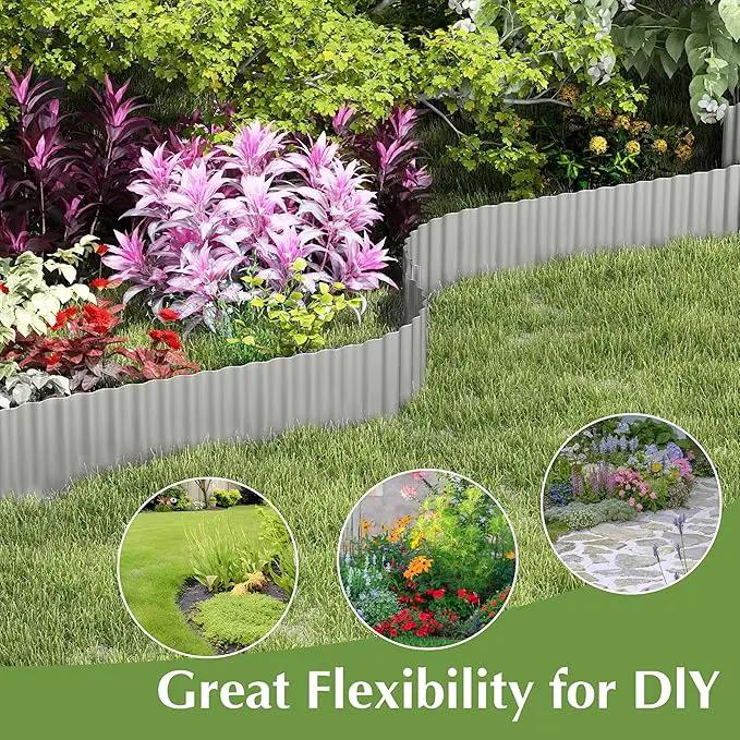Metal Garden Edging Border, Corrugated Steel Landscaping, DIY for Lawn (Silver, 6 Inch x 10FT) by GreenHaven Gardens