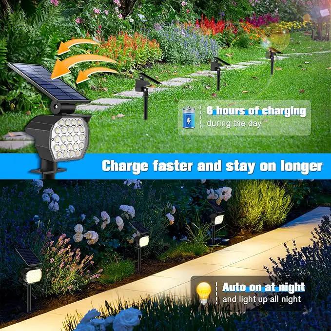 NIORSUN Solar Spot Lights Outdoor,23 LEDs Landscape Lighting with Auto On/Off and 3 Lighting Modes, IP67 Waterproof Spotlights,Outdoor Solar Lights for Yard Garden,8 Pack(Warm White) by GreenHaven Gardens