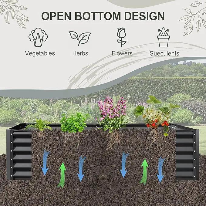 Domi Raised Garden Beds Outdoor, 6x3x2ft Thickening Tall Metal Rectangular Deep Root Box Planter for Vegetables, Flowers, Herbs, and Succulents 2" Deep w/ 256 Gallon Capacity - Dark Gray by GreenHaven Gardens