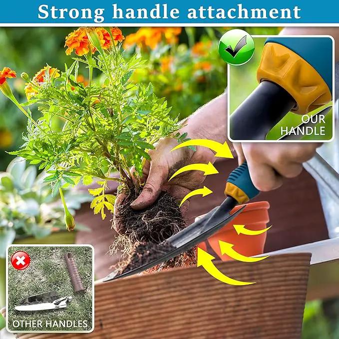 Gardening Tools Set from Alloy Steel - Heavy Duty Garden Tool Set with Light & Rubber Non-Slip Handle - Gardening Tool Kit - Ergonomic Garden Hand Tools - Gardening Gifts for Men and Women by GreenHaven Gardens
