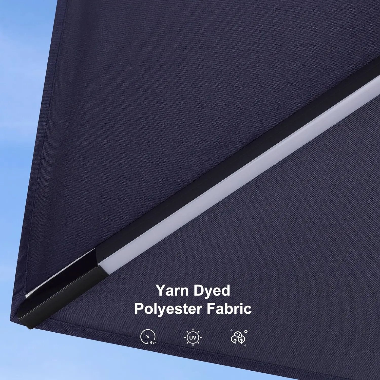 PURPLE LEAF 10 Feet Patio Umbrella Solar Powered LED Square Outdoor Cantilever Umbrella with LED Lights Aluminum Offset Umbrella with 360-degree Rotation for Garden Deck Pool Patio Navy Blue by GreenHaven Gardens