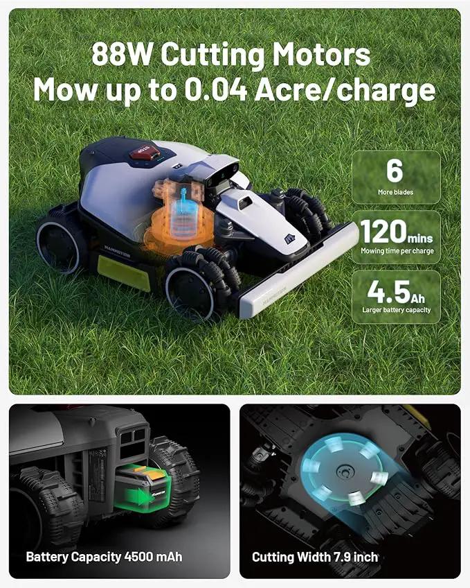 LUBA mini AWD 800 Robot Lawn Mower with 4G for 0.2 Acre, All-Wheel-Drive for 80% Slope, No Perimeter Wire, UltraSense AI Vision+RTK Auto-Mapping, Cutting Height 0.8"-2.6" by GreenHaven Gardens