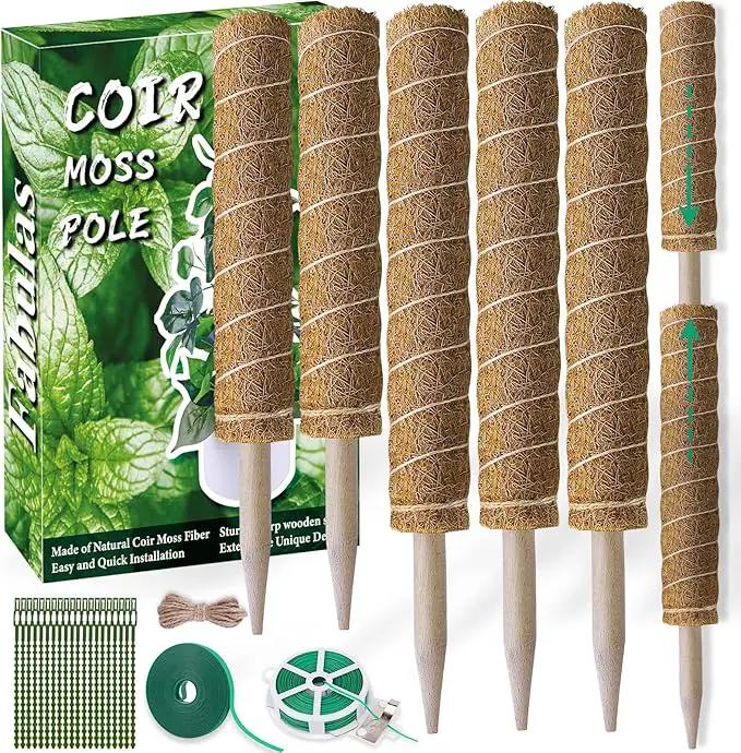 Moss Pole 58.7 Inch - Monstera Plant Support 5 Pack, 17.5" and 12" Plant Stakes for Indoor Plants Coco Coir Moss Pole Sticks for Climbing Potted Live Plants, Pothos, Philodendron by GreenHaven Gardens