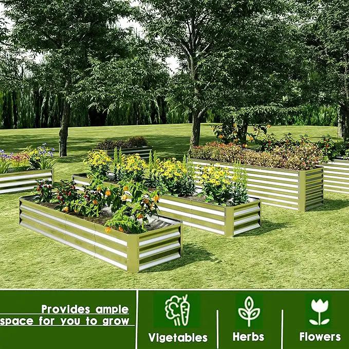 EKX 6x2x2FT Galvanized Raised Garden Bed, Raised Garden Bed Kit-Metal Planter Box Outdoor,Planting for Vegetables, Fruits,Herbs, Flowers-Slive by GreenHaven Gardens