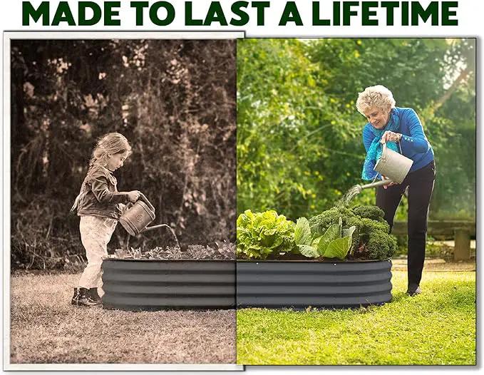 Galvanized Raised Garden Beds Outdoor // 6×3×1 ft (2-Pack) Planter Raised Beds for Gardening, Vegetables, Flowers // Large Metal Garden Box // Patented Tool-Free Design (Gray) by GreenHaven Gardens