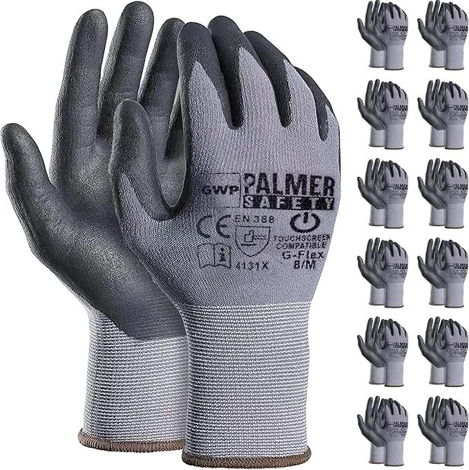 ATERET Work Gloves 12 Pairs Micro-Foam Nitrile Coated Safety Gloves, Seamless Knit Nylon Gloves Home Improvement General Use by GreenHaven Gardens