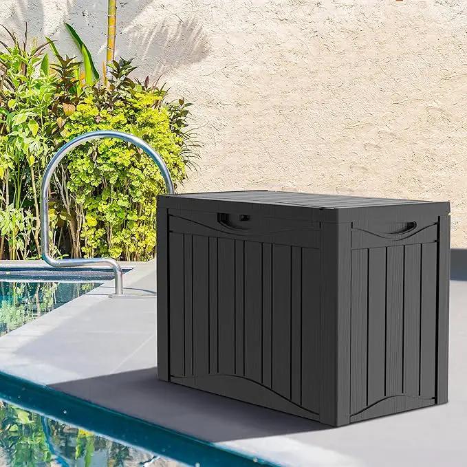 45 Gallon Outdoor Storage Box Waterproof Lockable Resin Deck Box Large, Patio Storage Bin for Pool Accessories Cushion Furniture, Garden Tools, UV-Resistant Outside Delivery Black by GreenHaven Gardens