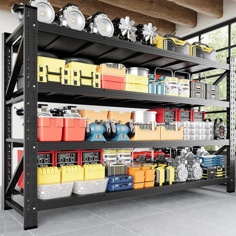 5000LBS Storage Shelves, 71" W Heavy Duty Garage Shelving Unit, Adjustable Industrial Shelving, 4 Tier Metal Shelving for Garage, Supermarket, Warehouse, 71" W x 24" D x 70" H by GreenHaven Gardens