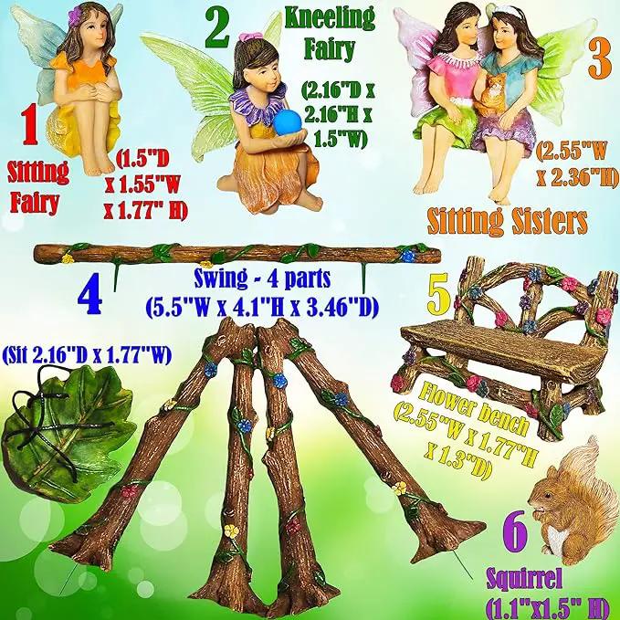 Mood Lab Fairy Garden - Accessories Kit with Miniature Figurines - Swing Set of 6 pcs - for Outdoor or House Decor by GreenHaven Gardens