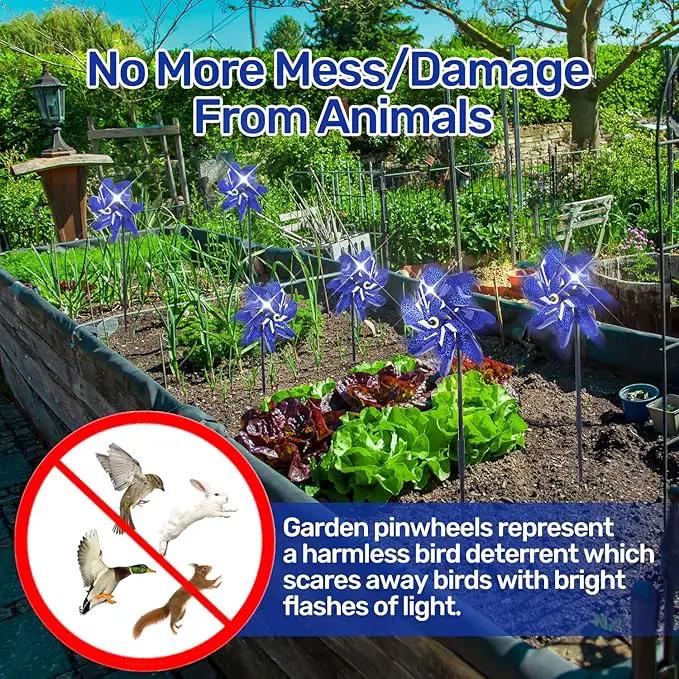BATTIFE 10 Packs Blue Pinwheels for Yard and Garden, Sparkly Reflective Pinwheel for Scare Birds Away, Wind Spinner Deterrent Outdoor by GreenHaven Gardens
