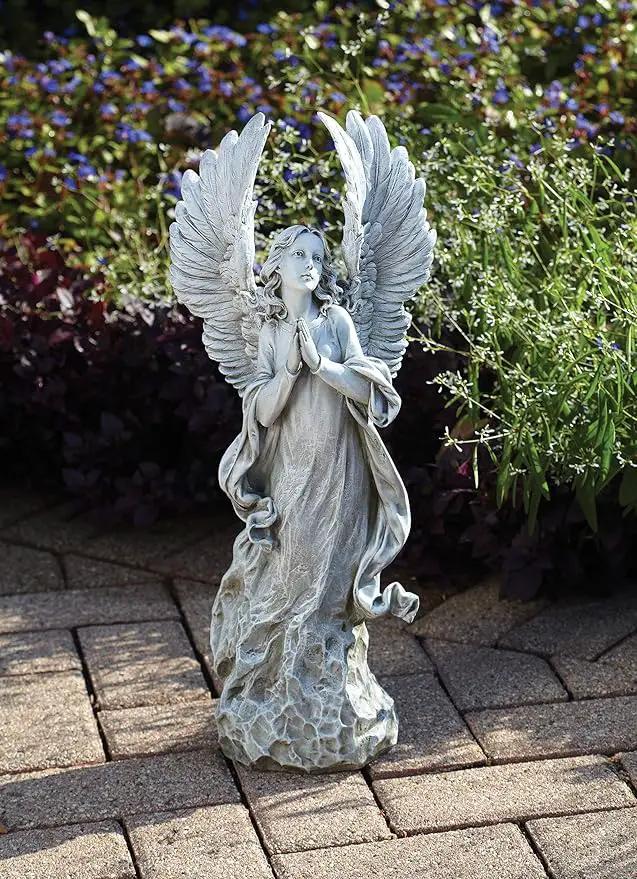 Joseph's Studio by Roman - Collection, 21" H Praying Angel W/Wings, Made from Resin, High Level of Craftsmanship and Attention to Detail, Durable and Long Lasting by GreenHaven Gardens