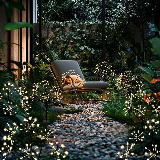Solar Garden Decor Lights Outdoor, Solar Powered Lights Waterproof for Yard Patio Porch Flowerbed, Fairy Gardening Supplies Gifts Firwork(8 Pack Warm White) by GreenHaven Gardens
