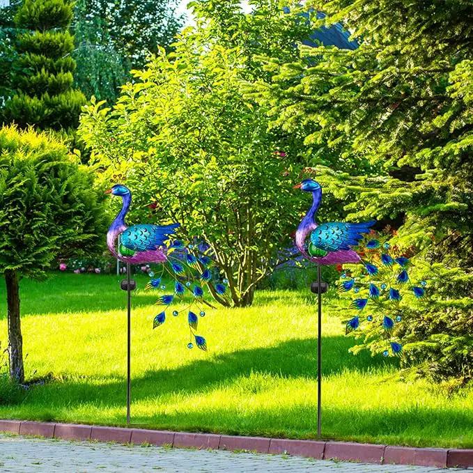 DREAMSOUL Peacock Solar Garden Lights Outdoor Decorative Stake, Waterproof Metal Peacock Garden Decor Solar Powered Landscape LED Path Lights Walkway Patio Decoration Lawn Ornament Christmas Gifts by GreenHaven Gardens