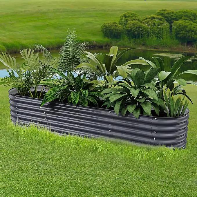 17" Tall Raised Garden Beds Outdoor - Galvanized Aluminum-Magnesium Stainless Steel Durable Metal Planter Box for Growing Plants, Vegetables, Flowers, Fruits(Deep Grey) by GreenHaven Gardens