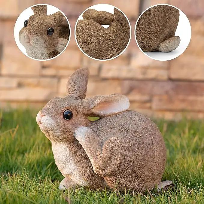 Bunny Statue Garden Statues Rabbit Figurines Decor Outdoor Polyresin Easter Decorations Bunnies Gifts Home House Kitchen Patio Lawn Yard Art Housewarming Funny Resin Decoration 8.3inch by GreenHaven Gardens