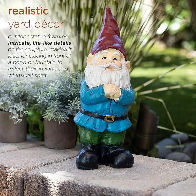 Alpine Corporation 12" Tall Classic Outdoor Garden Gnome Yard Statue Decoration by GreenHaven Gardens