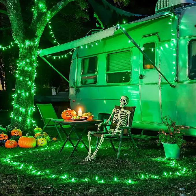 JMEXSUSS Connectable 100 LED Green Halloween Lights, 8 Modes Plug-in Green Christmas Lights Indoor, 33ft Clear Wire Twinkle String Light Outdoor for Halloween Christmas Tree Xmas Decor by GreenHaven Gardens