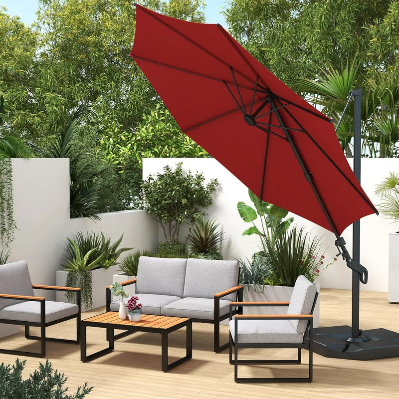 Abba Patio 10FT Vienna Offset Patio Umbrella Outdoor Cantilever Umbrella with 360° Rotation Design and Easy Tilt Adjustment UV 50+ Protection 8 Ribs for Backyard Garden Deck Pool Patio, Red by GreenHaven Gardens