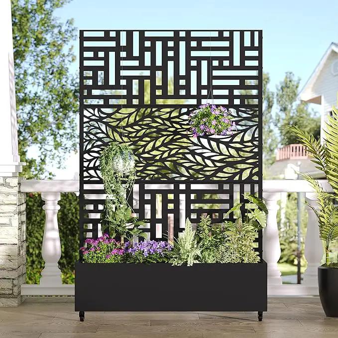 Casaphoria Metal Raised Garden Bed with Trellis and Wheels, 72"x47" Planter Box for Climbing Plants, Vines & Vegetables, Features Drainage Holes, Helen &Spring by GreenHaven Gardens