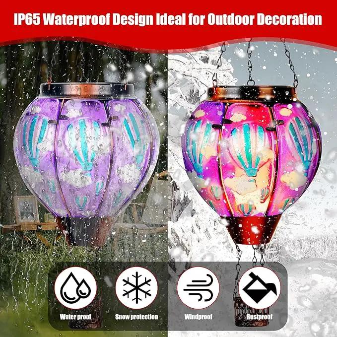 Solar Lantern Outdoor Waterproof, Hanging Lantern for Backyard Porch Patio Lawn Pathway Decor, Yard Decorations, Hot Air Balloon Garden Gifts by GreenHaven Gardens