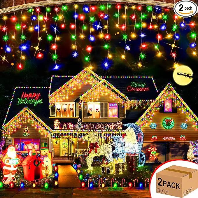 Hezbjiti 2Pack Total 800LED Icicle Lights 32.8FT Christmas Lights String Lights Outdoor Decoration 8 Modes 75 Drops Fairy Lights for Eaves Party Yard Garden Xmas Decor by GreenHaven Gardens