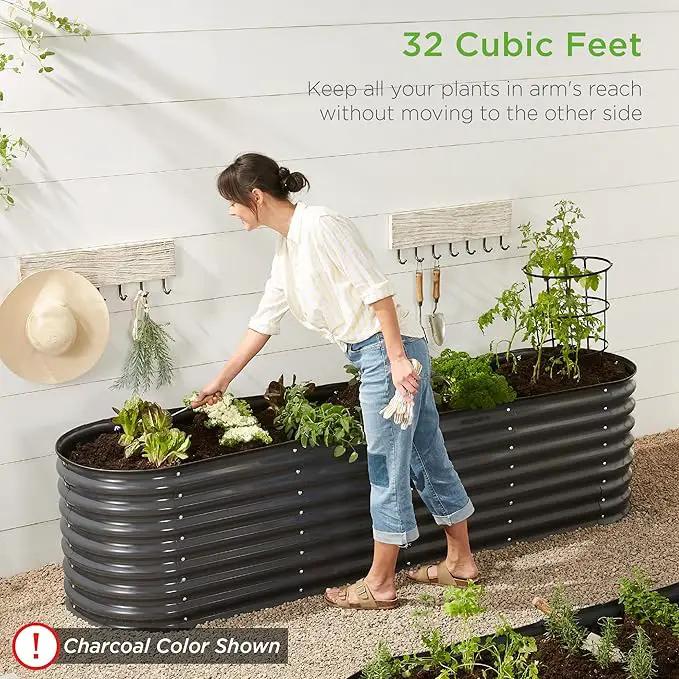 Best Choice Products 8x2x2ft Metal Raised Garden Bed, Oval Outdoor Deep Root Planter Box for Vegetables, Herbs w/ 4 Support Bars, 215 Gal Capacity - Terracotta by GreenHaven Gardens