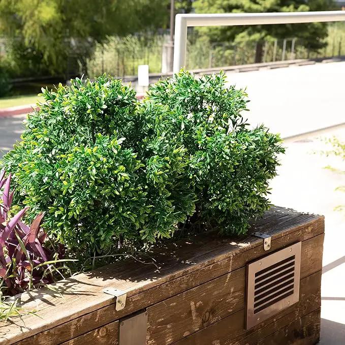 Premium 16" Diameter Artificial Japanese Boxwood Topiary – Set of 2 Faux Plants with Ground Spikes – UV-Resistant, Realistic Outdoor & Indoor Garden Décor – Weatherproof and Durable by GreenHaven Gardens