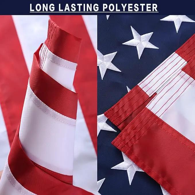 American Flag 6x10 Outside, US Flags for Outdoor Indoor, Heavy Duty Durable, Deluxe Embroidered Stars, Brass Grommets, Sewn Stripes, Vivid Color, Fade Resistant and waterproof by GreenHaven Gardens