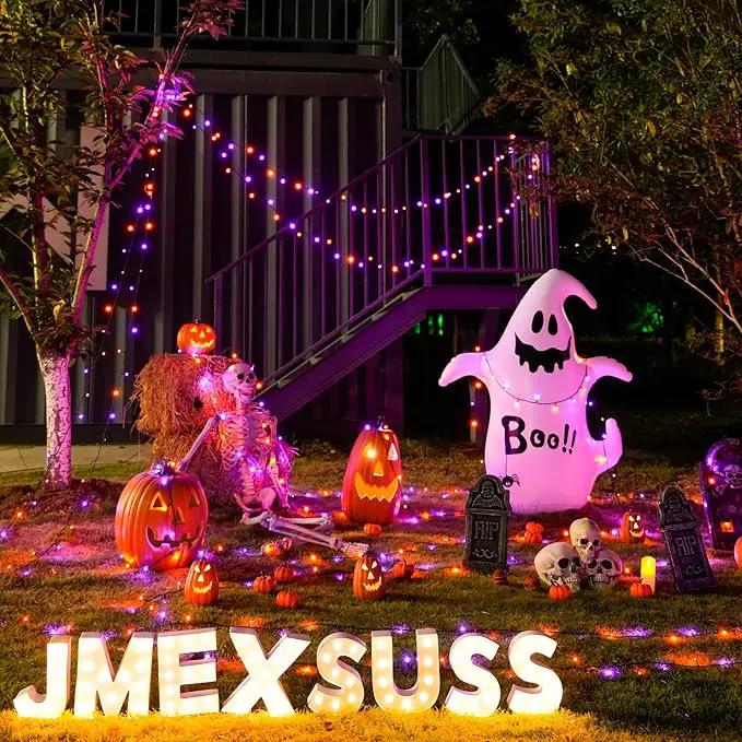 JMEXSUSS Orange and Purple Solar Halloween Lights, 2 Pack Each 100 Led Solar String Lights Outdoor Waterproof for Halloween Tree Christmas Decoration by GreenHaven Gardens
