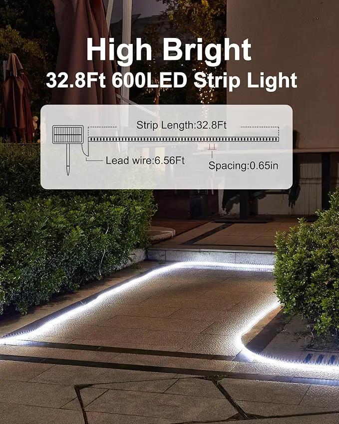 LUHLEE Solar LED Strip Lights, Upgrade Outdoor Rope Lights 8 Lighting Modes,IP65 Waterproof String Lights for Patio Yard Deck Porch Balcony Garden (White, 32.8 ft) by GreenHaven Gardens