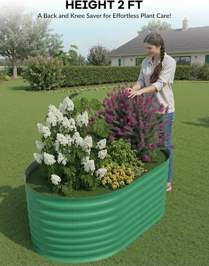 4x2x2 ft Raised Garden Bed,Galvanized Raised Planter Boxes Outdoor with Easy Assembly, Large Garden Bed for Vegetables, Fruits, Flower,Raised Garden Bed,Green by GreenHaven Gardens