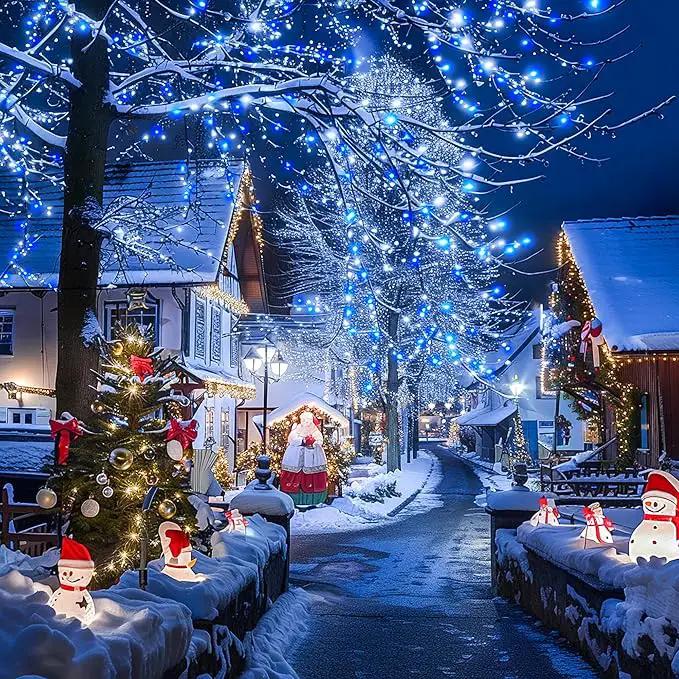 JMEXSUSS Connectable Blue and White Christmas Lights, 8 Modes 100 LED Twinkle String Lights Indoor, Clear Wire Plug-in Christmas String Lights Outdoor Waterproof by GreenHaven Gardens