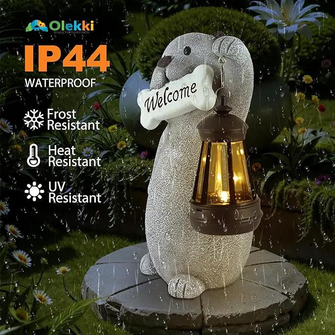 Solar Dog Statues for Garden Decor - Outdoor Dog Figurines with Solar Lantern for Yard Patio Lawn Balcony Ornaments - Garden Gifts for Mothers Day, Grandma, Easter by GreenHaven Gardens