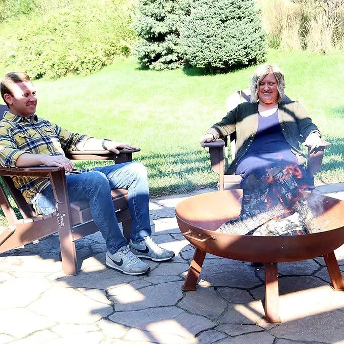 Sunnydaze 34-Inch Cast Iron Heavy-Duty Fire Pit for Outside - Wood-Burning Outdoor Fire Pit Bowl with Handles - Oxidized Finish by GreenHaven Gardens