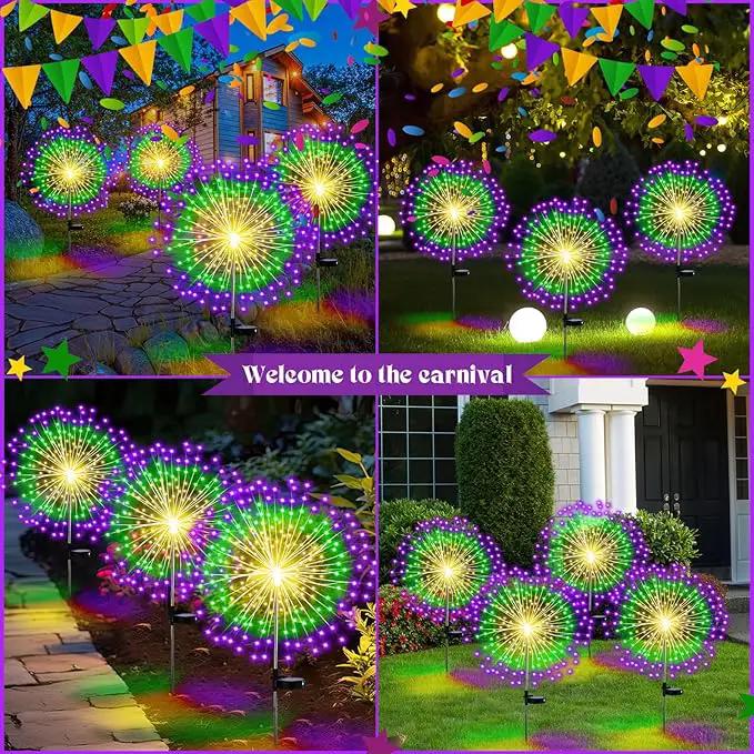 4th of July Decorations Outdoor 4 Pack Solar Power Yard Firework Lights Patriotic Garden Waterproof Solar Lights with 180 LED 8 Modes for Independence Day Party Decoration(Green, Yellow, Purple) by GreenHaven Gardens