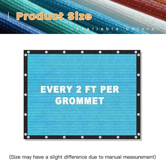 VICLLAX Shade Fabric Sun Shade Cloth with Every 2 FT Grommets for Patio Garden Pergola Cover Canopy 6x20 FT, Mixed Turquoise by GreenHaven Gardens