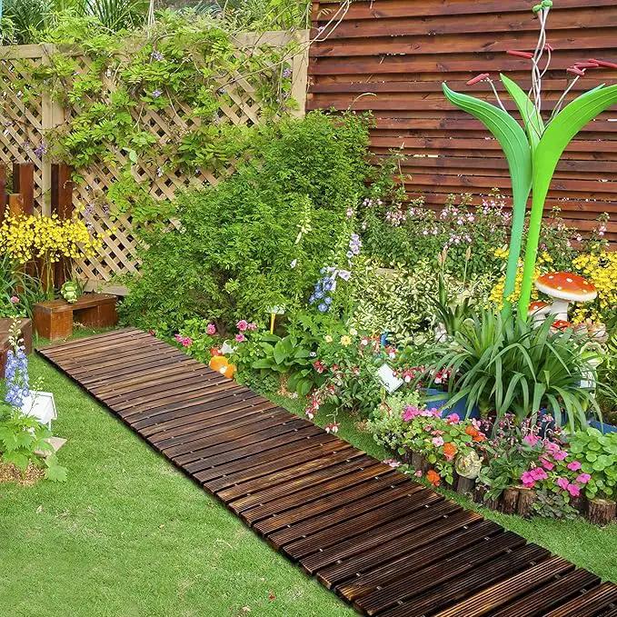 RELIANCER 8' Wooden Garden Pathway,Outdoor Roll Out Cedar Straight Walkway,Patio Path Decorative Garden Boardwalk Walkways,Weather-Resistant Roll Up Beach Wood Road Floor,Wedding Party Pathways by GreenHaven Gardens