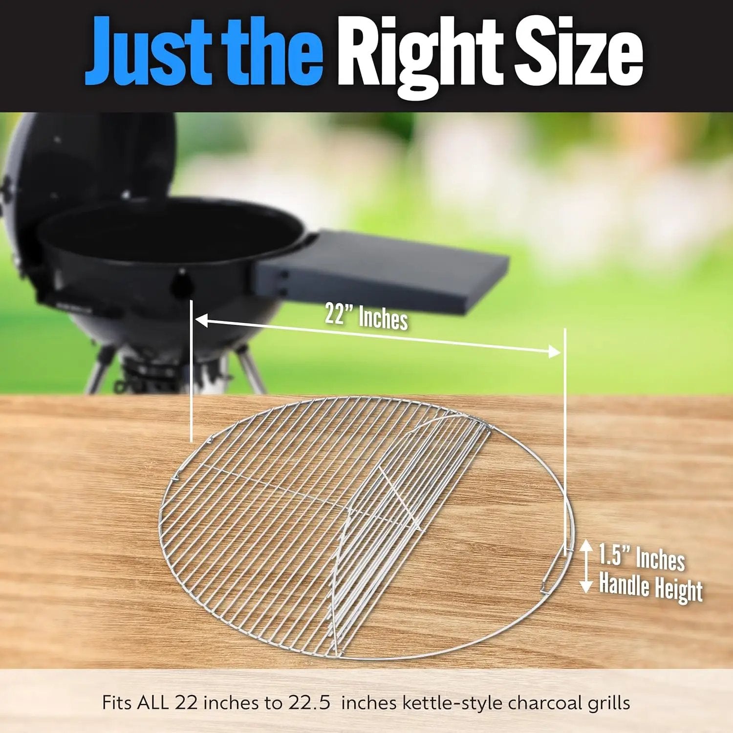SnS Grills EasySpin Charcoal Grill Cooking Grate, 304 Stainless Steel, Large Hinged Opening, Perfect for 2-Zone Cooking, Replacement Grate Compatible with Weber & Other Grills - Fits 22” Kettles by GreenHaven Gardens