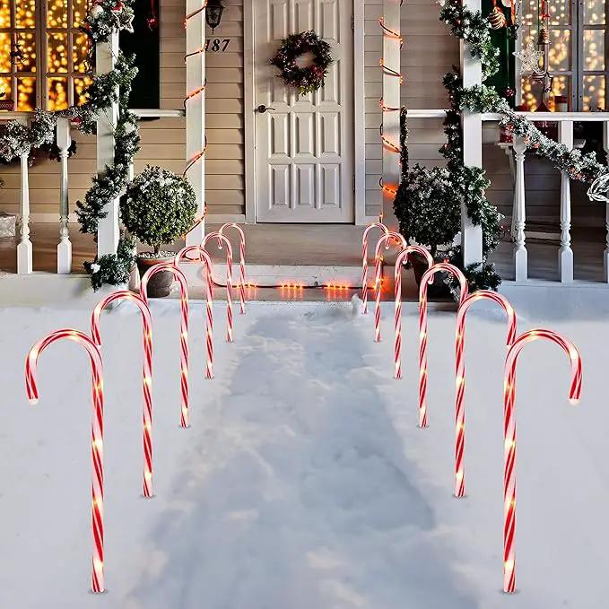Joiedomi 17” Christmas Candy Cane Pathway Markers Lights with Stake, Set of 12 Christmas Candy Cane Stakes Lights for Christmas Party Walkway Patio Garden Holiday Outdoor Decoration by GreenHaven Gardens