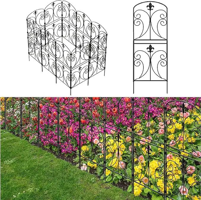 Skcoipsra Decorative Garden Fence 10 Pack, 37.5in(H) x 10.8ft(L) Animal Barrier Fence, Rustproof Metal Fencing for Yard, Dog Rabbits Wire Section Garden Edging Border for Yard Patio Garden, Arched by GreenHaven Gardens
