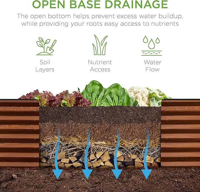 Best Choice Products 8x2x2ft Outdoor Metal Raised Garden Bed, Rectangular Deep Root Planter Box for Vegetables, Flowers, Herbs, and Succulents w/ 239 Gallon Capacity - Wood Grain by GreenHaven Gardens