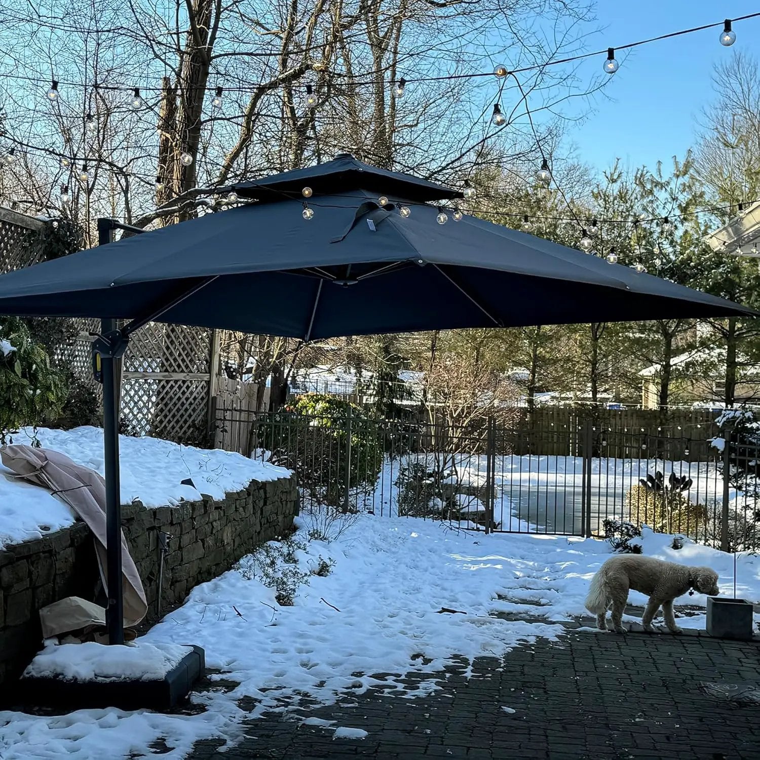 PURPLE LEAF 11FT Cantilever Outdoor Umbrellas Large Patio Umbrella Hanging Double Top Square Offset Umbrella with 360°Rotation Tilting Umbrella Outdoor Patio, Grey by GreenHaven Gardens