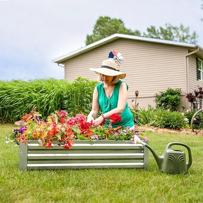Sunnydaze Galvanized Raised Garden Bed - Metal Raised Bed for Gardening - Outdoor Planter Box for Flowers, Plants, and Vegetables - Silver - 48" W x 24" D x 12" H Rectangle by GreenHaven Gardens