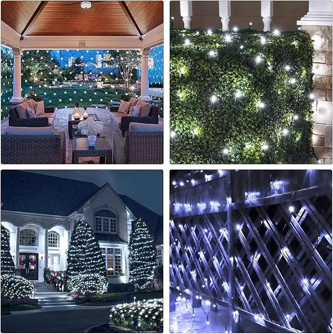 Christmas Net Lights, 204 LED Outdoor Mesh Lights Waterproof, Bush Solar Net Lights with 8-Lighting Modes for Tree Garden Yard Christmas Wedding Party Decoration(White) by GreenHaven Gardens